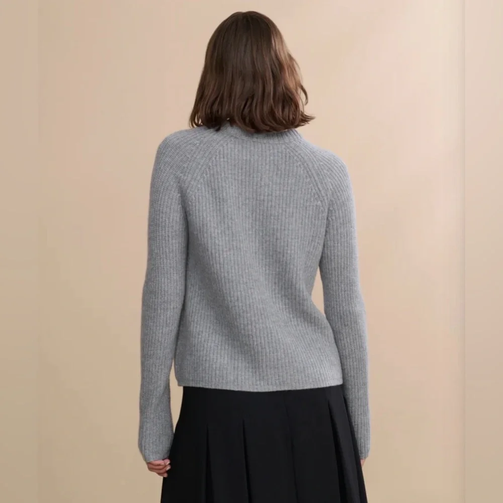 Jenni Kayne Womens Cashmere Fisherman Sweater Heather Grey Size Medium - Large